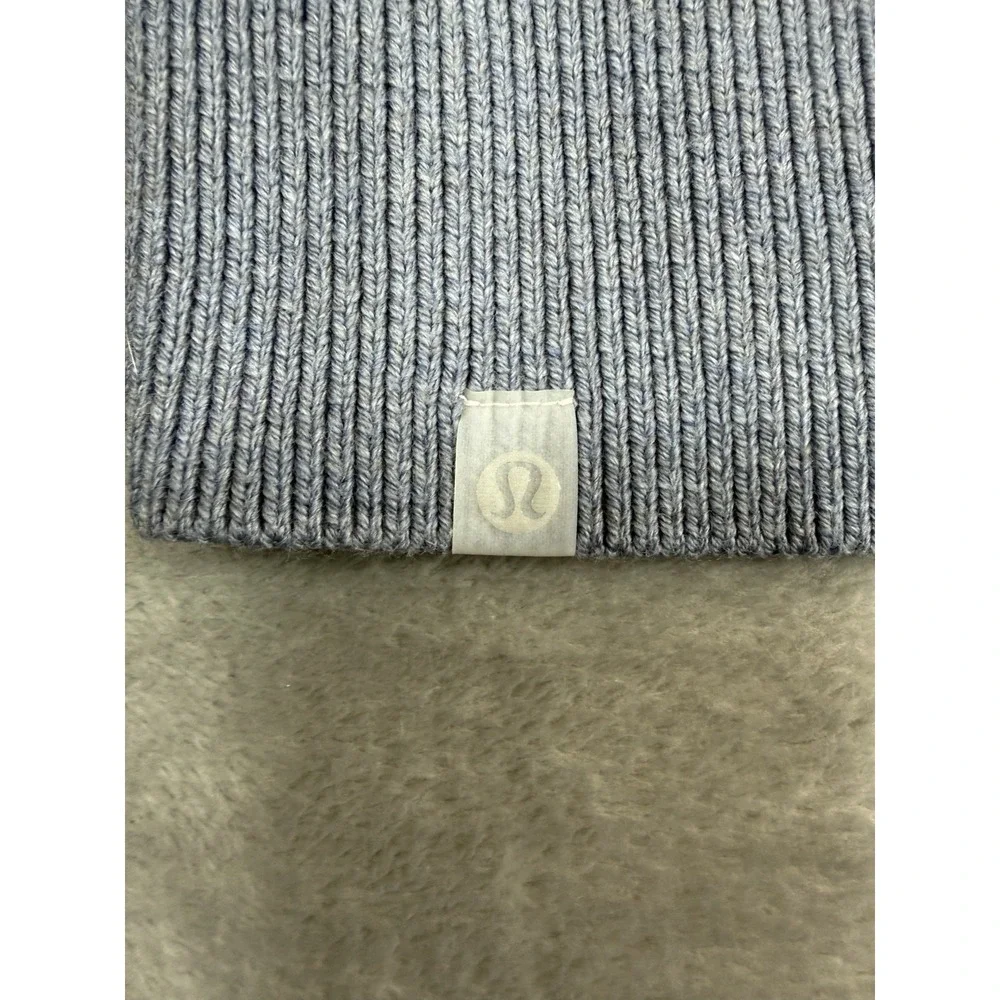 Lululemon Women's Merino Wool Blend Ribbed Polo Sweater Gray Size M Collared